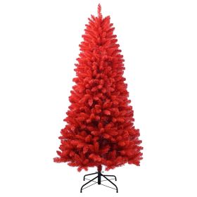 4ft Artificial Red Christmas Tree Full Real Halloween Xmas Tree with 440 Branch Tips Easy to Assemble, Decoration for Indoor and Outdoor