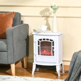 22" Free standing Electric Fireplace Stove, Fire Place Heater with Realistic Flame Effect, Overheat Safety Protection, 750W / 1500W, White