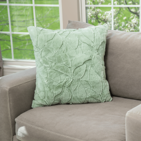 HGTV Triple Jacquard Carved Faux Fur Pillow Quietude 22 x 22 inches